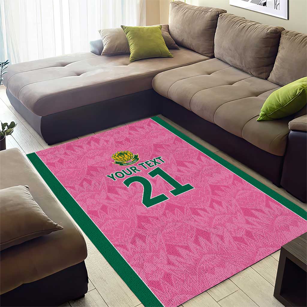 Pink South Africa Cricket Custom Area Rug Proteas Be Way Pink