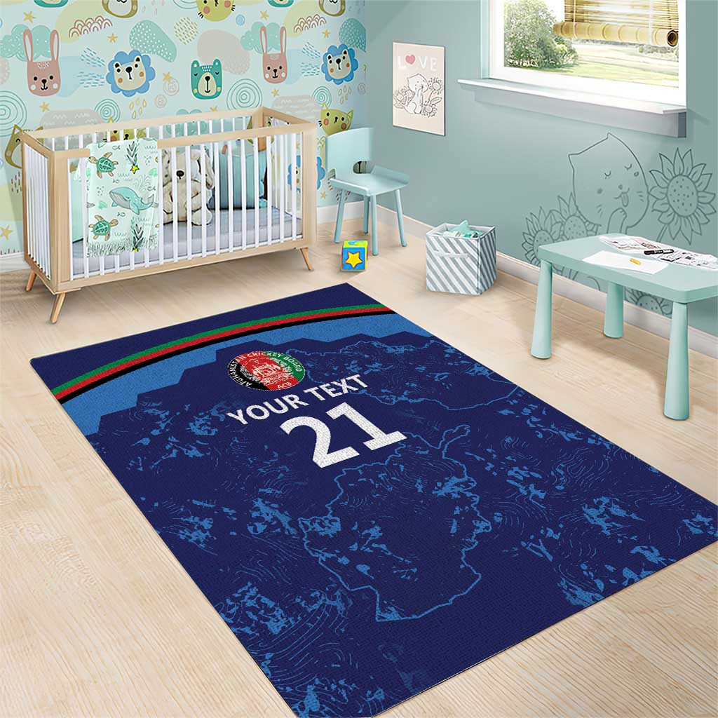 Afghan Atalans Cricket Custom Area Rug Afghanistan Map with Sporty Style