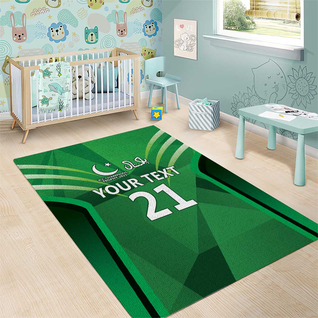 Pakistan Cricket Custom Area Rug The Green Shirts with Sporty Pattern