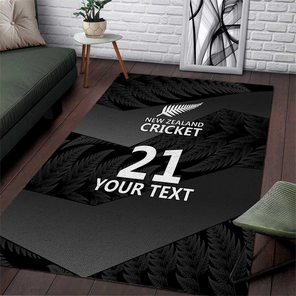 New Zealand Cricket Custom Area Rug Potae Pango Black Fern Pattern