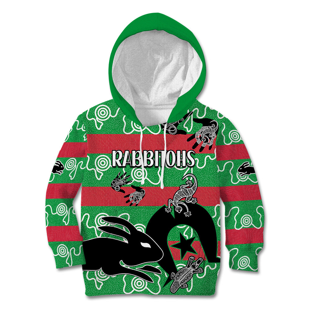 naidoc-rabbitohs-rugby-kid-hoodie-go-the-bunnies-aboriginal-dots