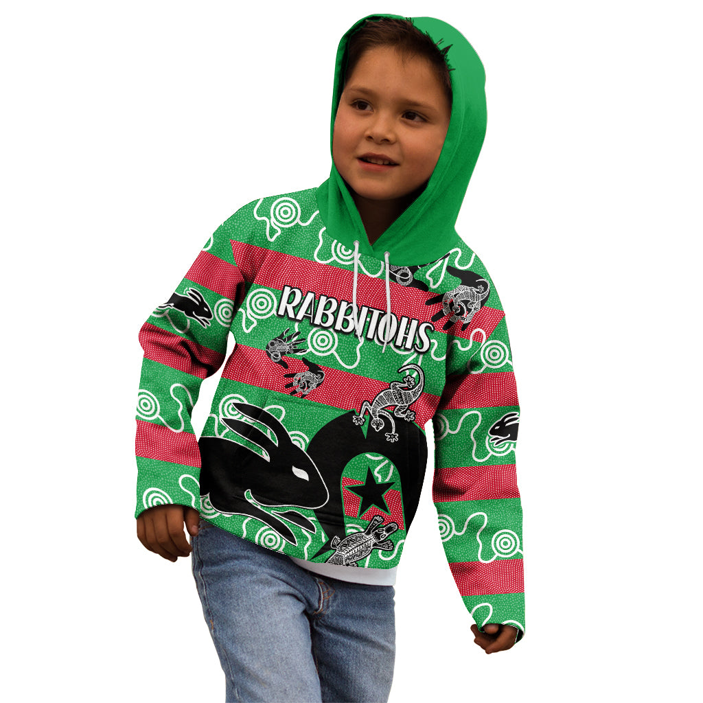 naidoc-rabbitohs-rugby-kid-hoodie-go-the-bunnies-aboriginal-dots