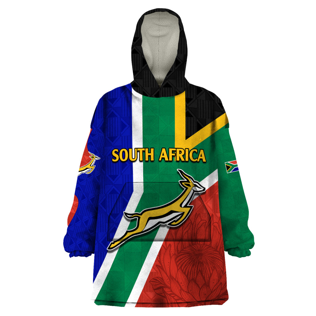 South Africa Springboks Wearable Blanket Hoodie with Kente Pattern and ...