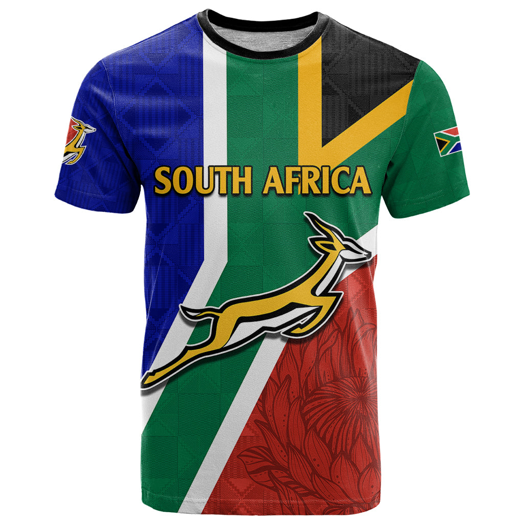 Custom South Africa Springboks T Shirt with Kente Pattern and South Af ...