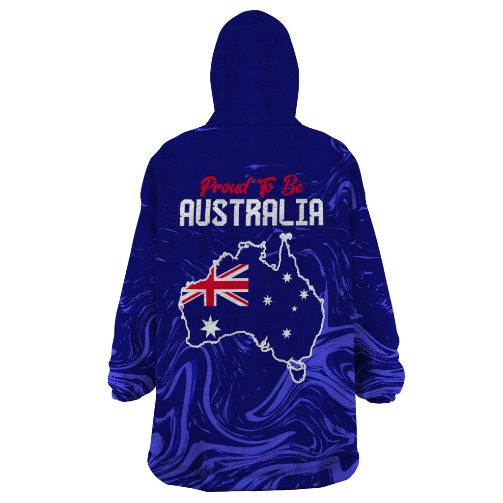 Proud To Be Australia Day Wearable Blanket Hoodie Kangaroo with Flag Color