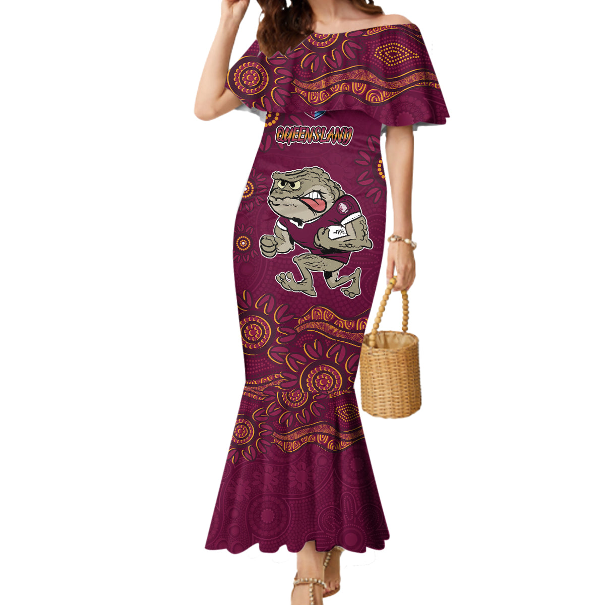 Custom QLD Maroons Cane Toad Blooded Aboriginal Inspired Mermaid Dress ...