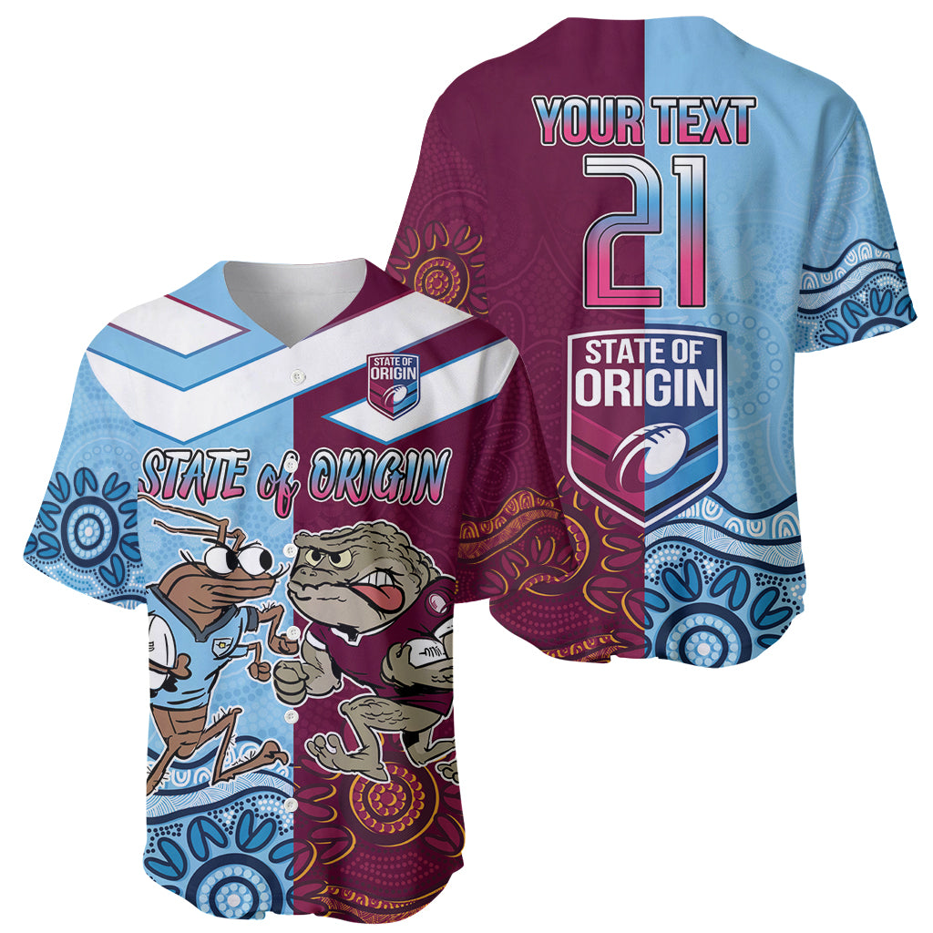 Custom QLD Cane Toad and NSW Cockroach Baseball Jersey Aboriginal Inspired Together