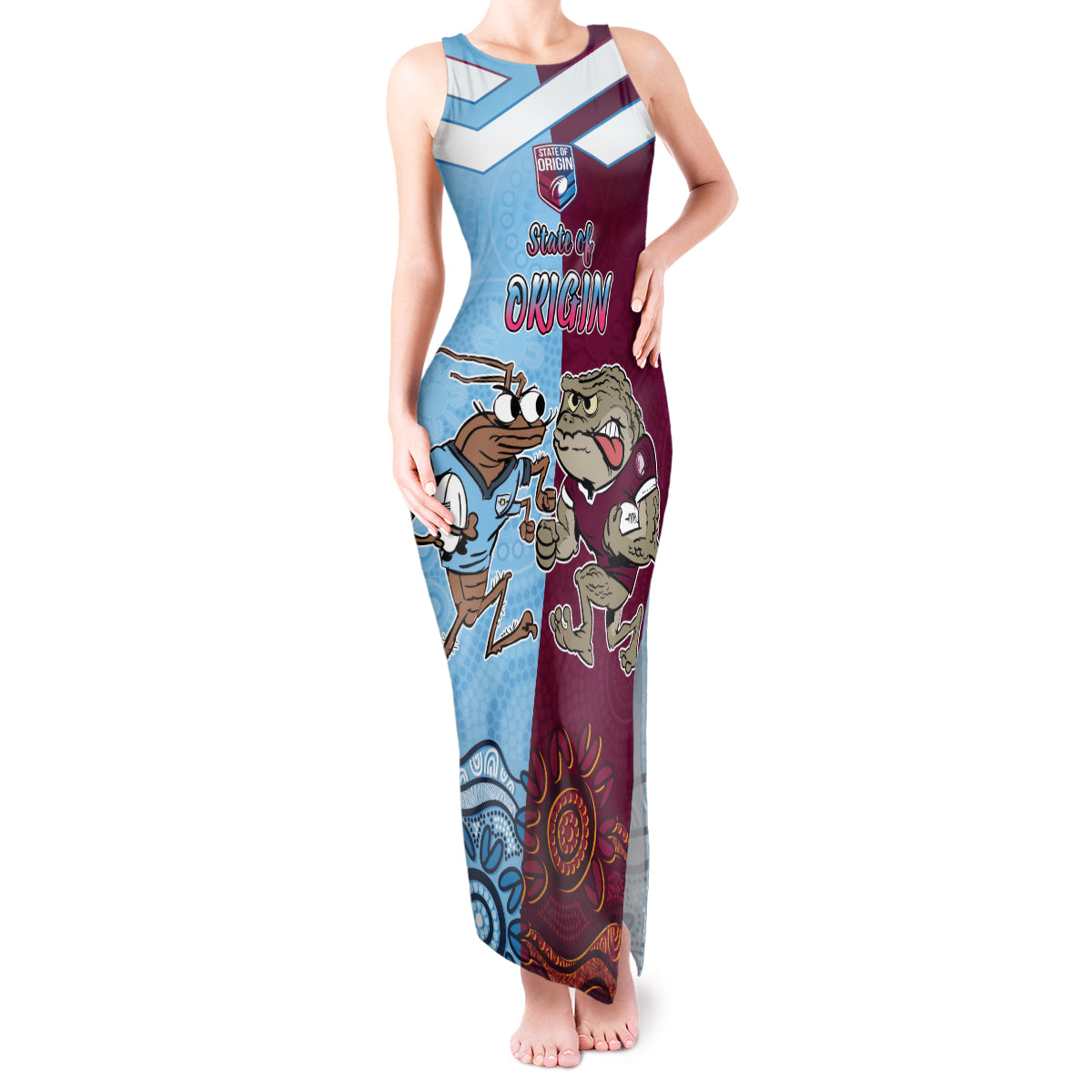 Custom QLD Cane Toad and NSW Cockroach Tank Maxi Dress Aboriginal Inspired Together