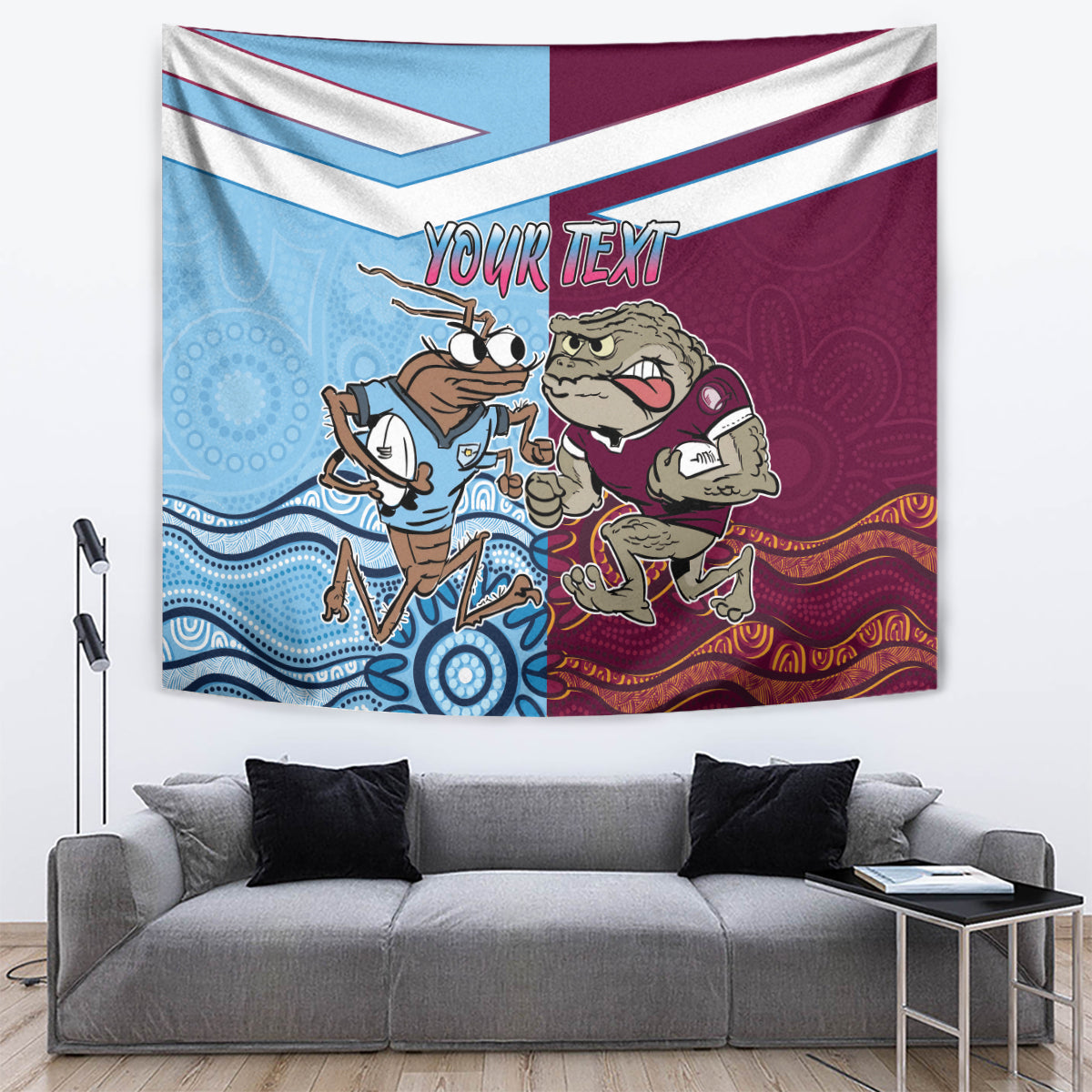 Custom QLD Cane Toad and NSW Cockroach Tapestry Aboriginal Inspired Together