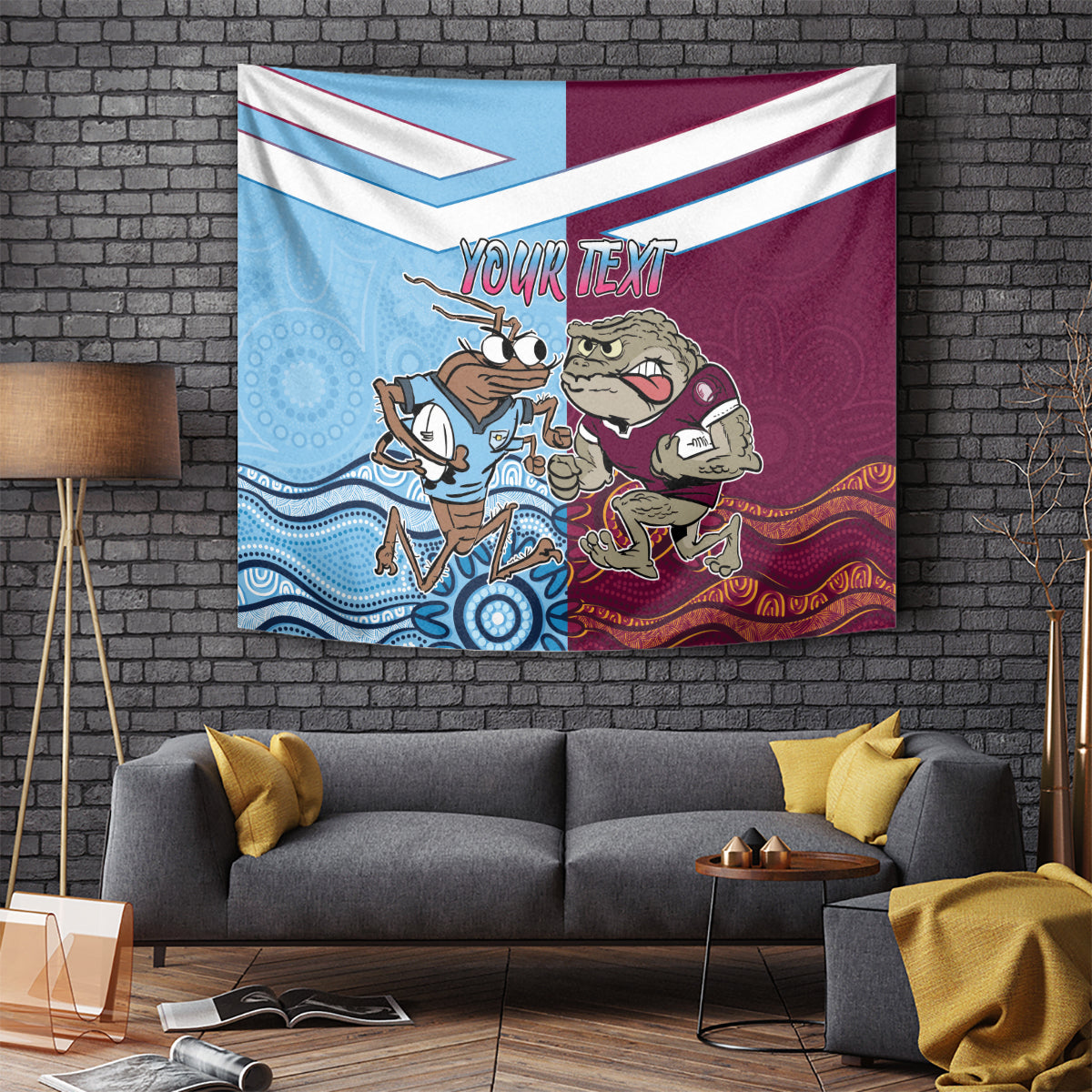 Custom QLD Cane Toad and NSW Cockroach Tapestry Aboriginal Inspired Together