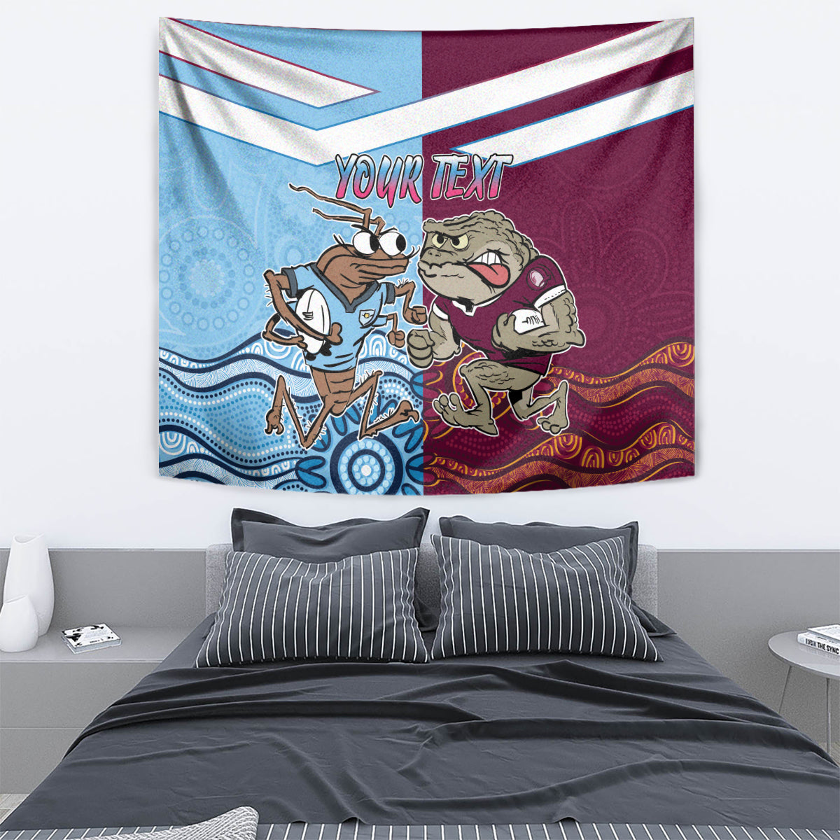 Custom QLD Cane Toad and NSW Cockroach Tapestry Aboriginal Inspired Together