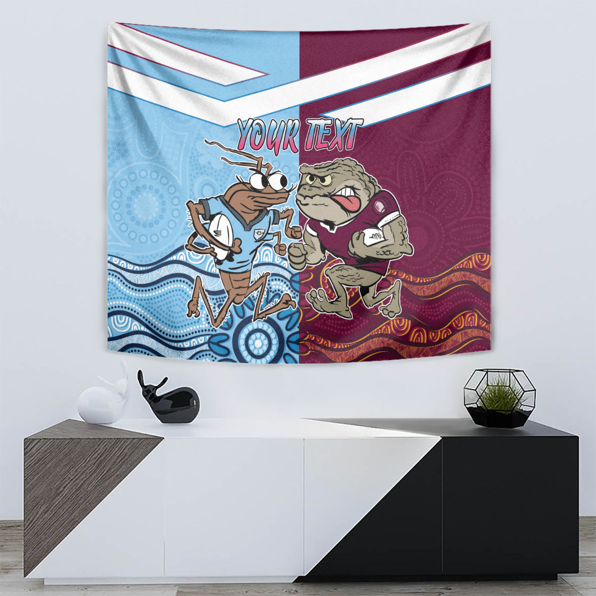 Custom QLD Cane Toad and NSW Cockroach Tapestry Aboriginal Inspired Together