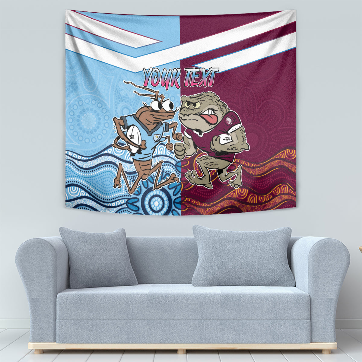 Custom QLD Cane Toad and NSW Cockroach Tapestry Aboriginal Inspired Together