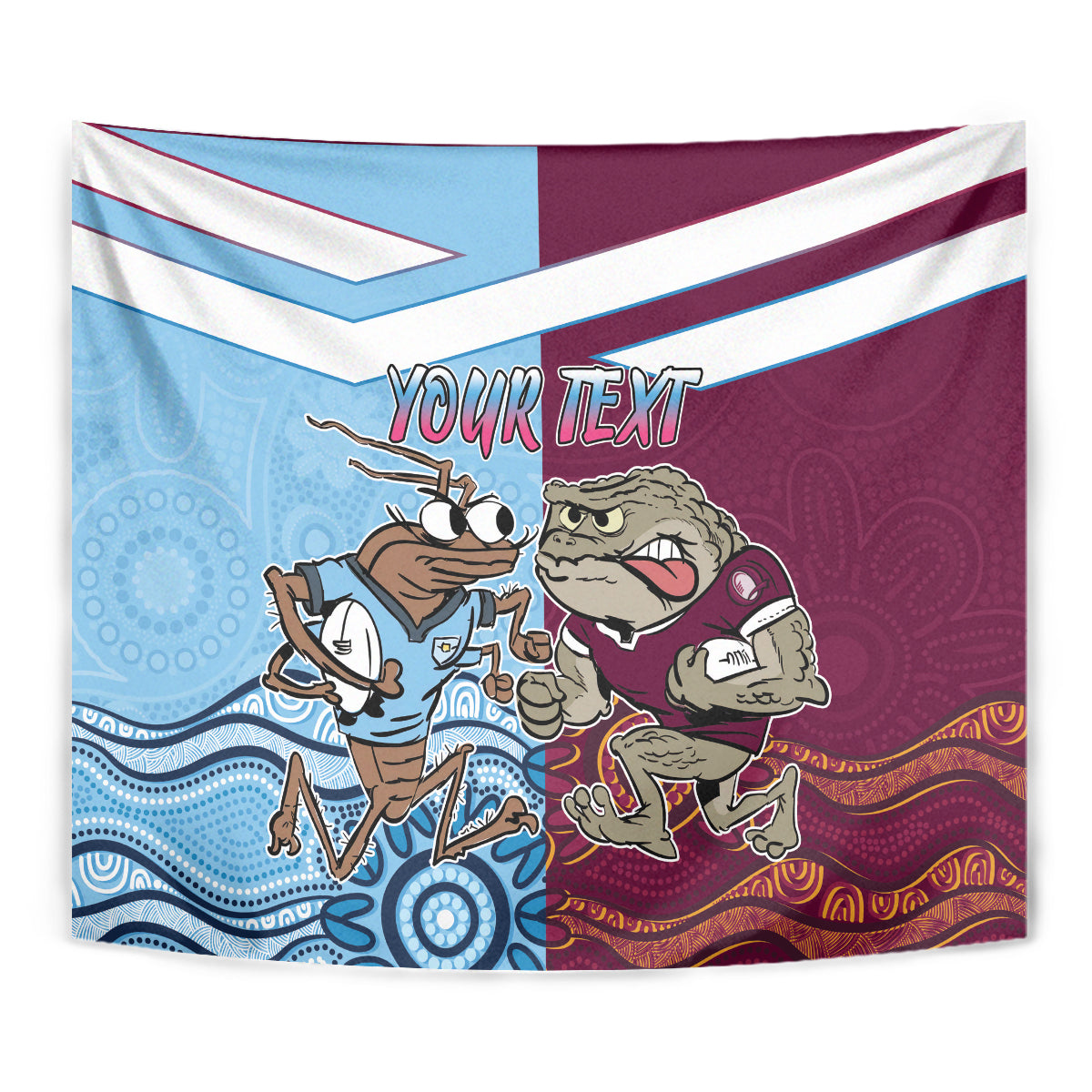 Custom QLD Cane Toad and NSW Cockroach Tapestry Aboriginal Inspired Together