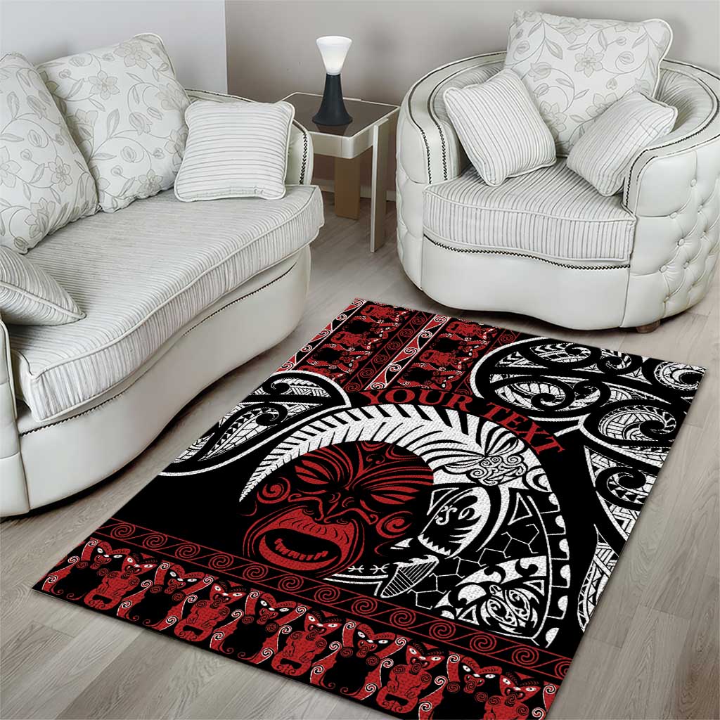 Honour The Treaty New Zealand Personalised Area Rug Toitu Te Tiriti Indigenous Maori Face