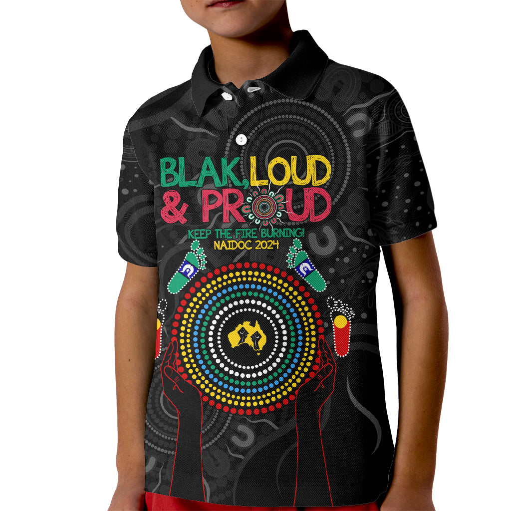 Blak Loud and Proud NAIDOC 2024 Kid Polo Shirt Indigenous Aboriginal