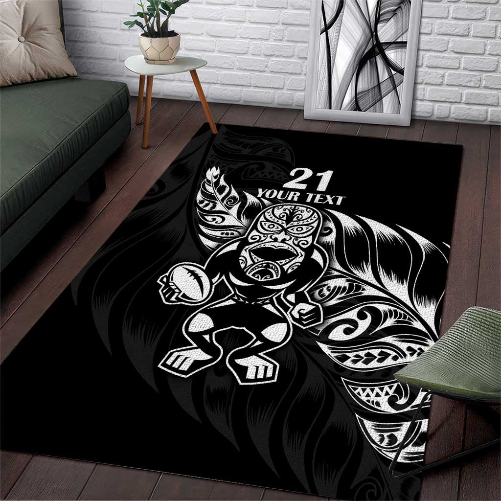 New Zealand Rugby Custom Area Rug Opango All Black Fern