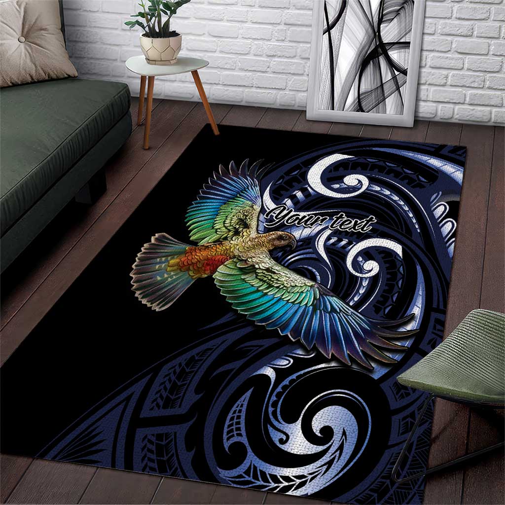 New Zealand Kea Bird Personalised Area Rug Maori Tribal Koru Art