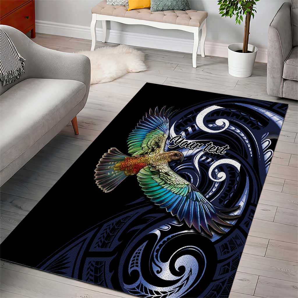 New Zealand Kea Bird Personalised Area Rug Maori Tribal Koru Art