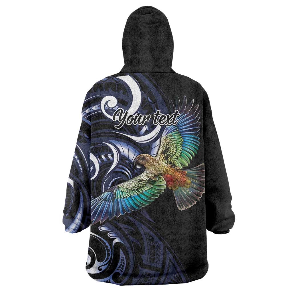 New Zealand Kea Bird Personalised Wearable Blanket Hoodie Maori Tribal Koru Art