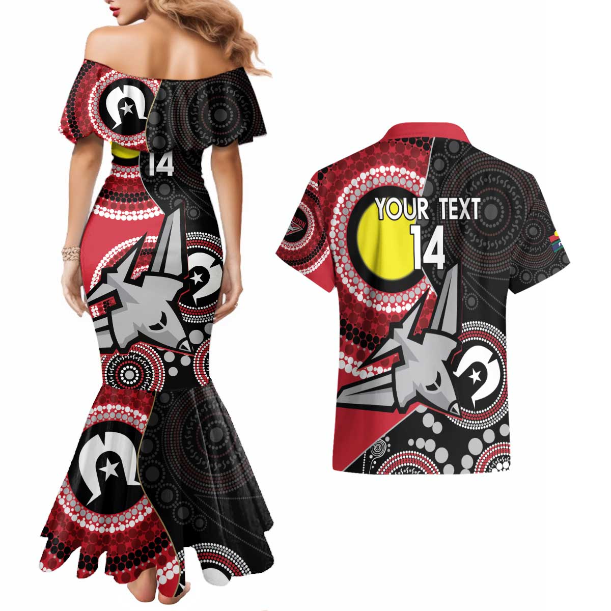 Custom AFL Essendon NAIDOC Week Couples Matching Mermaid Dress and Haw ...