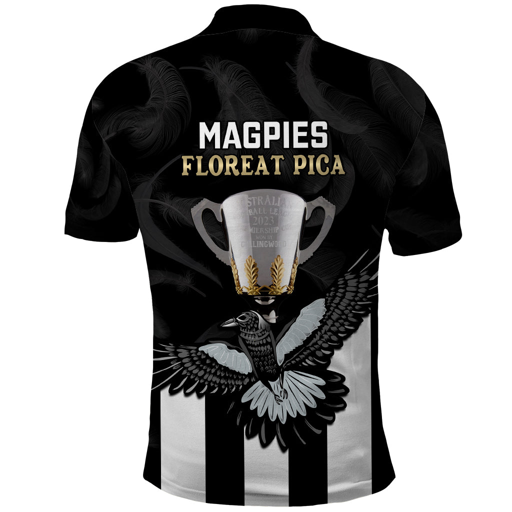 afl-collingwood-polo-shirt-magpies-premiers-2023-with-trophy-proud