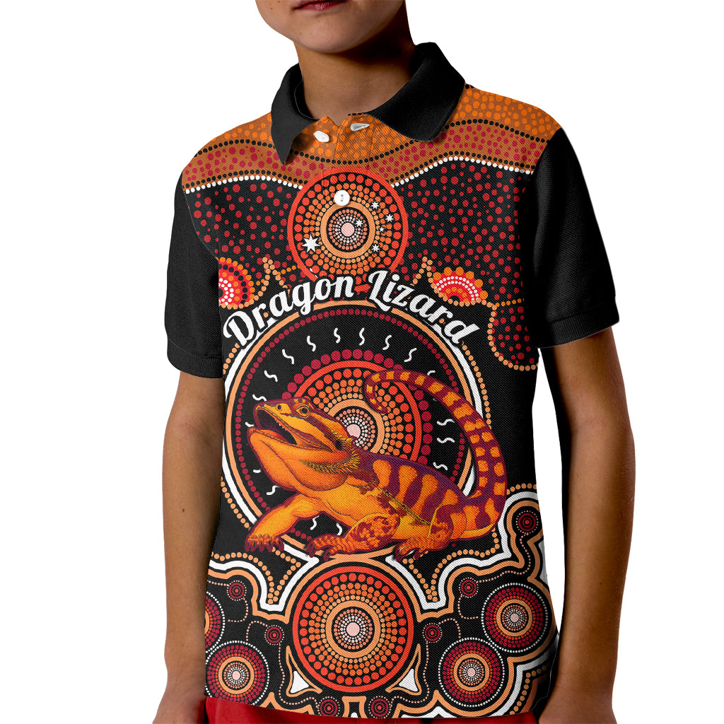 personalised-australian-astrology-kid-polo-shirt-aboriginal-dragon-lizard-zodiac-sign