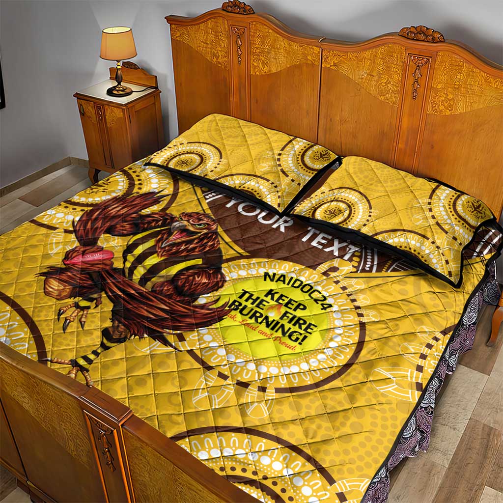 Custom AFL Hawkthorn NAIDOC Week Quilt Bed Set Keep The Fire Burning Indigenous Art