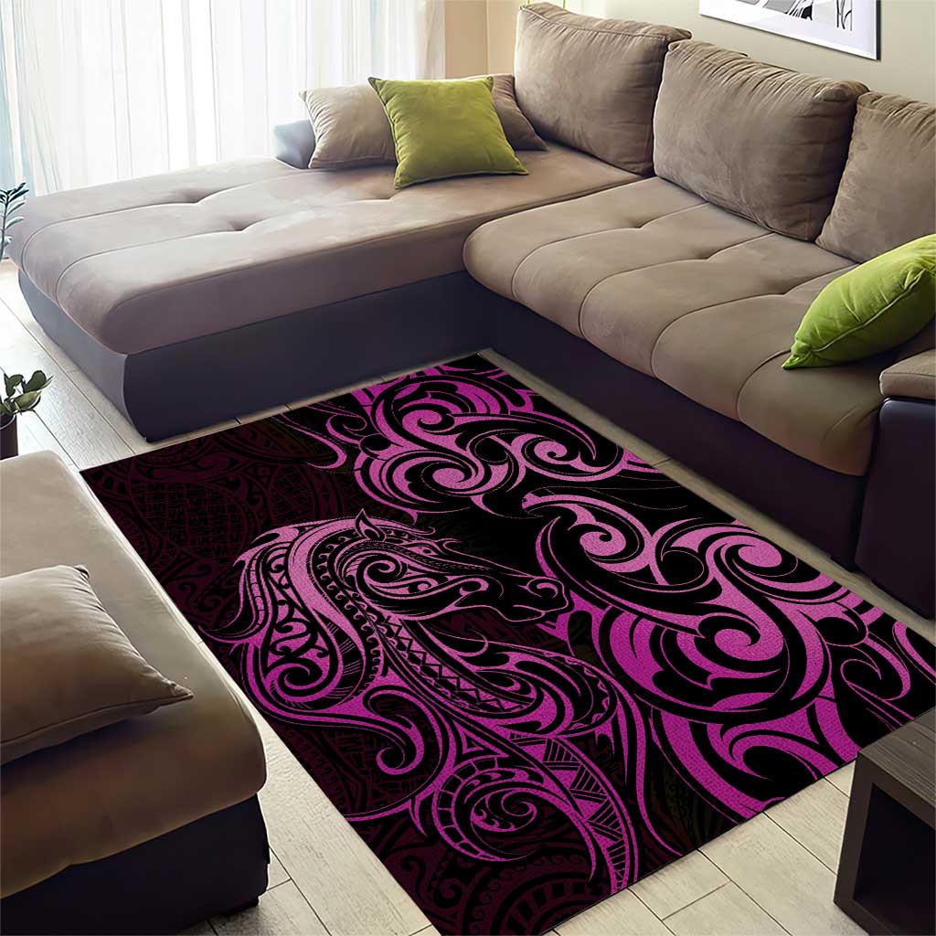 Pink Aoteara Horse Racing Area Rug NZ Maori Pattern