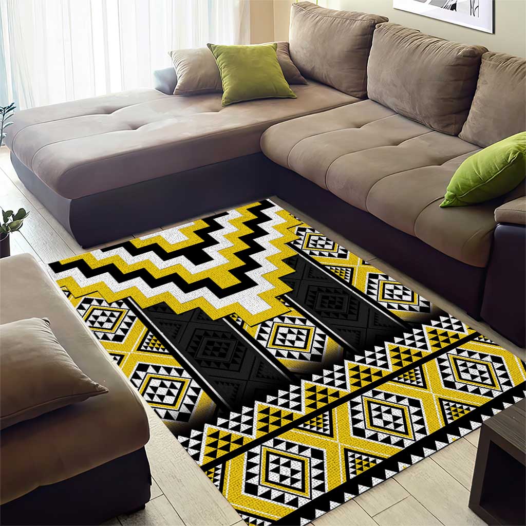 Yellow Taniko Aotearoa Area Rug Niho Taniwha Mix Poutama