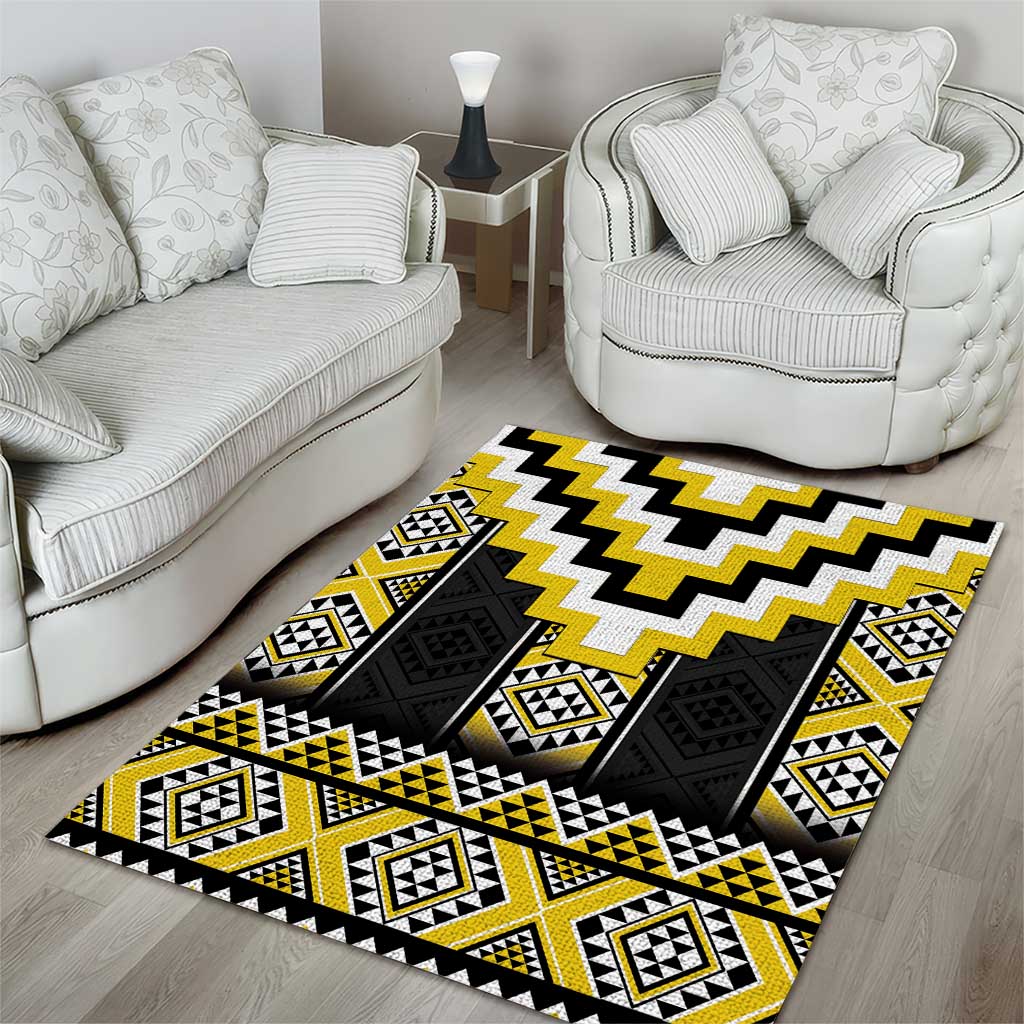 Yellow Taniko Aotearoa Area Rug Niho Taniwha Mix Poutama