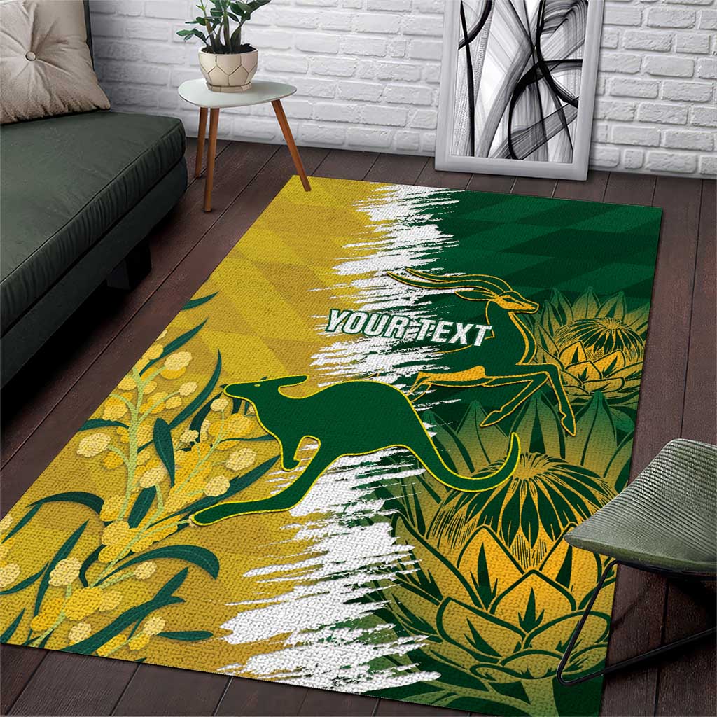 Custom Australia And South Africa Cricket Area Rug Aussies Proteas Together