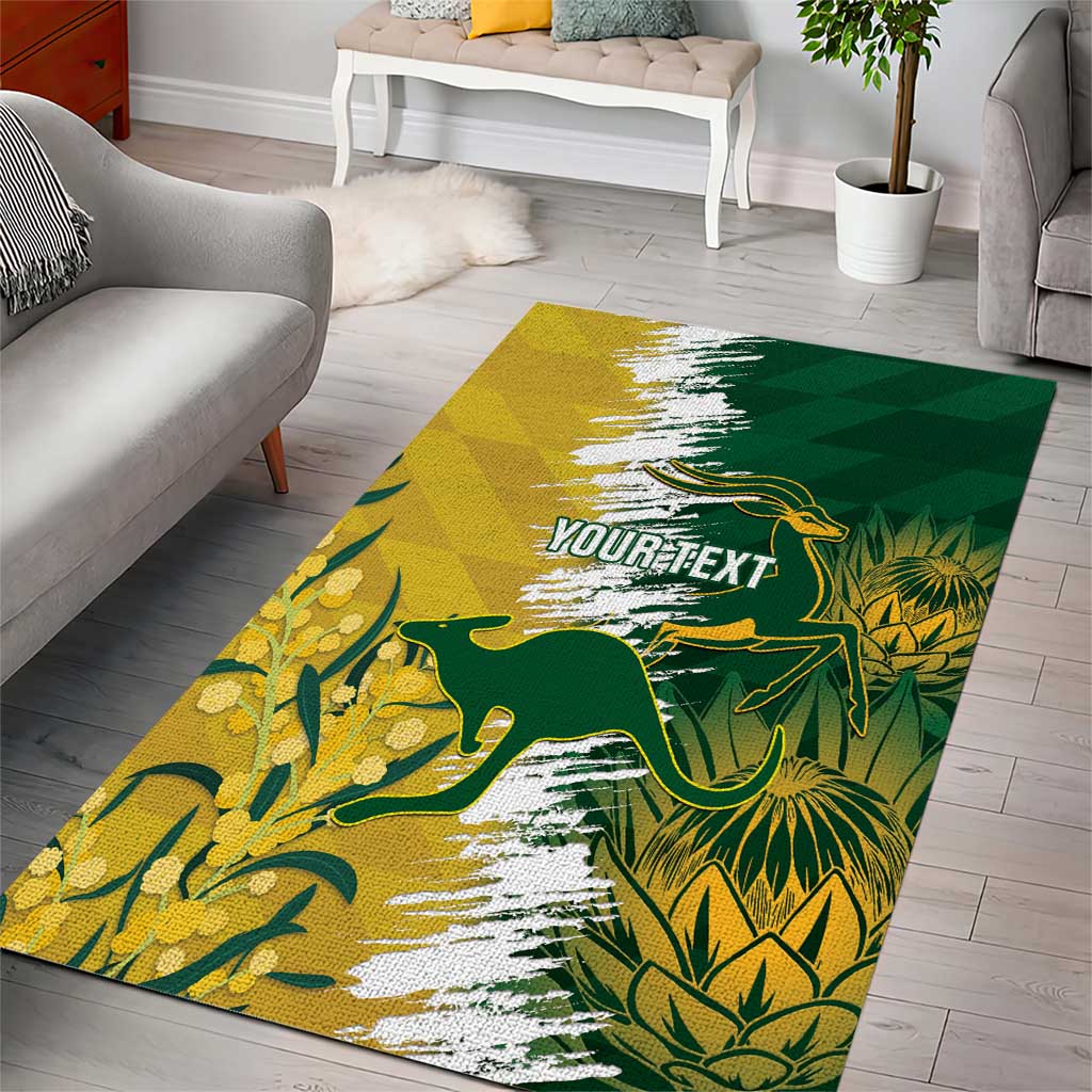 Custom Australia And South Africa Cricket Area Rug Aussies Proteas Together