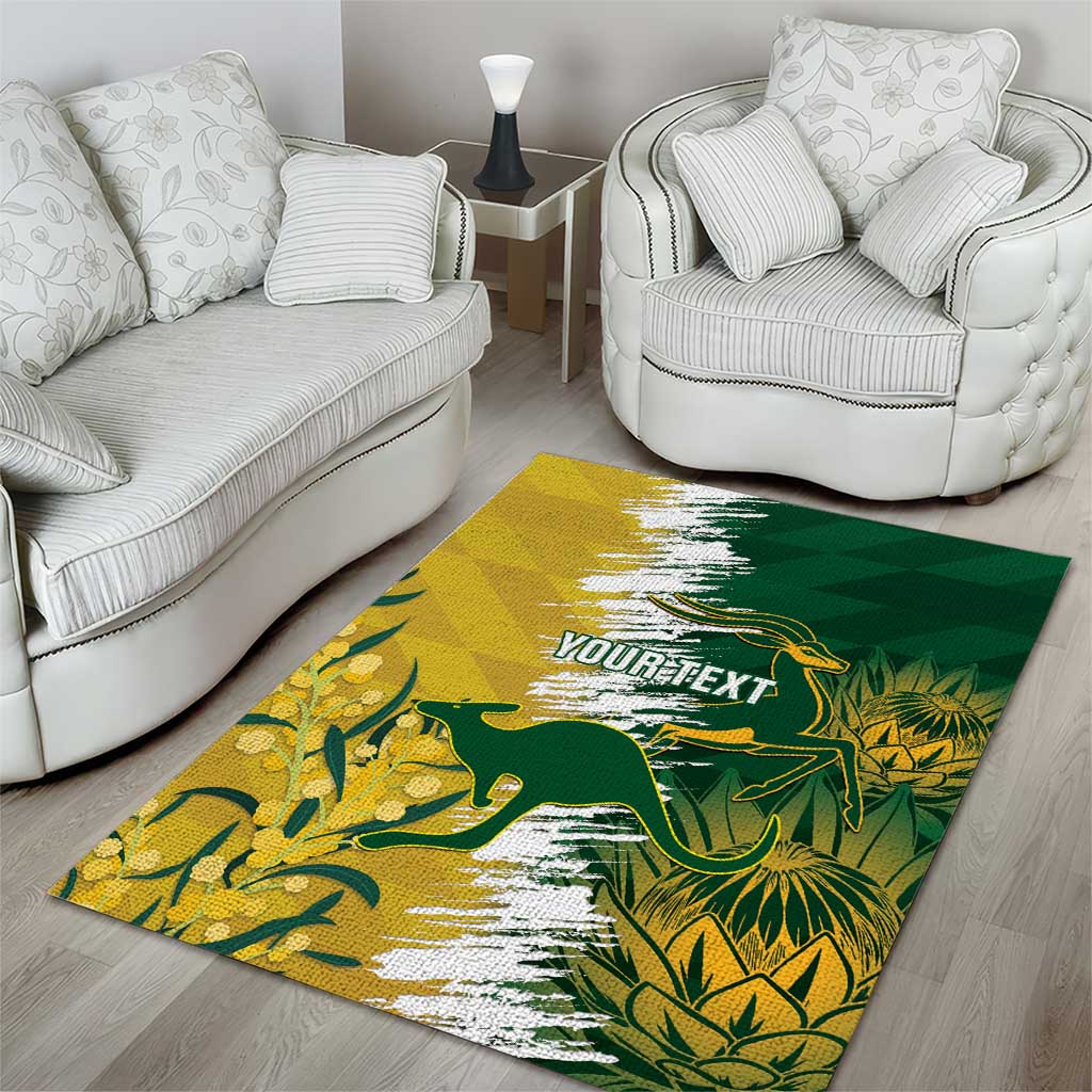 Custom Australia And South Africa Cricket Area Rug Aussies Proteas Together