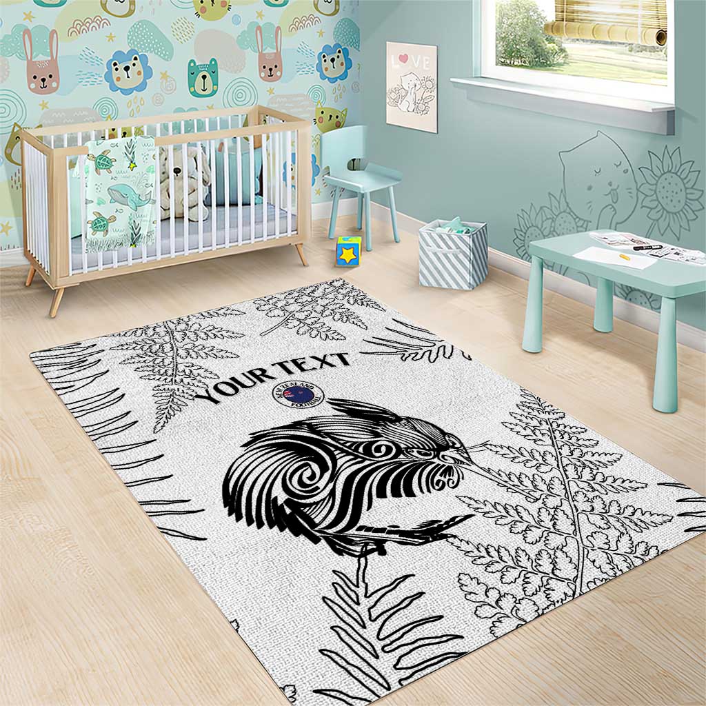 Custom New Zealand Kiwi Football Area Rug Aotearoa Silver Fern