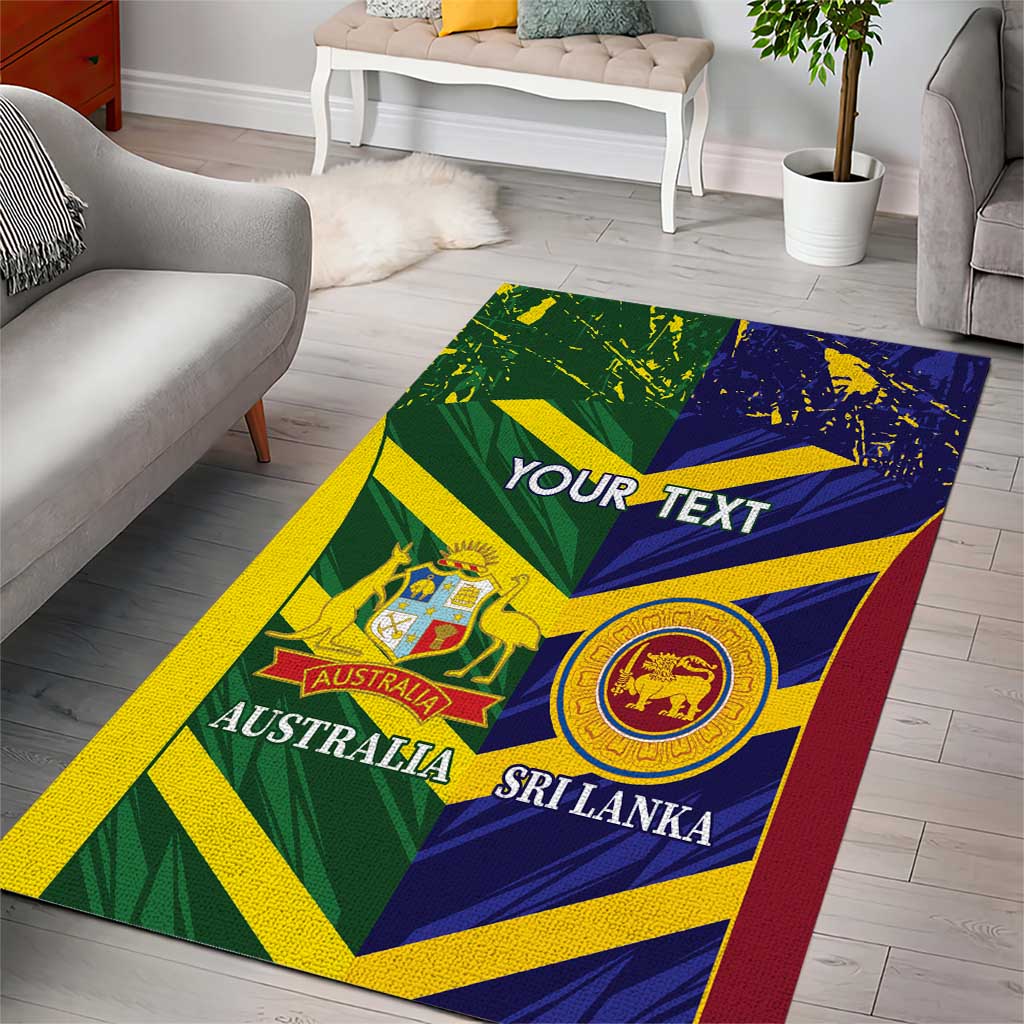 Custom Sri Lanka And Australia Cricket Area Rug 2025 The Lions Baggy Greens Together