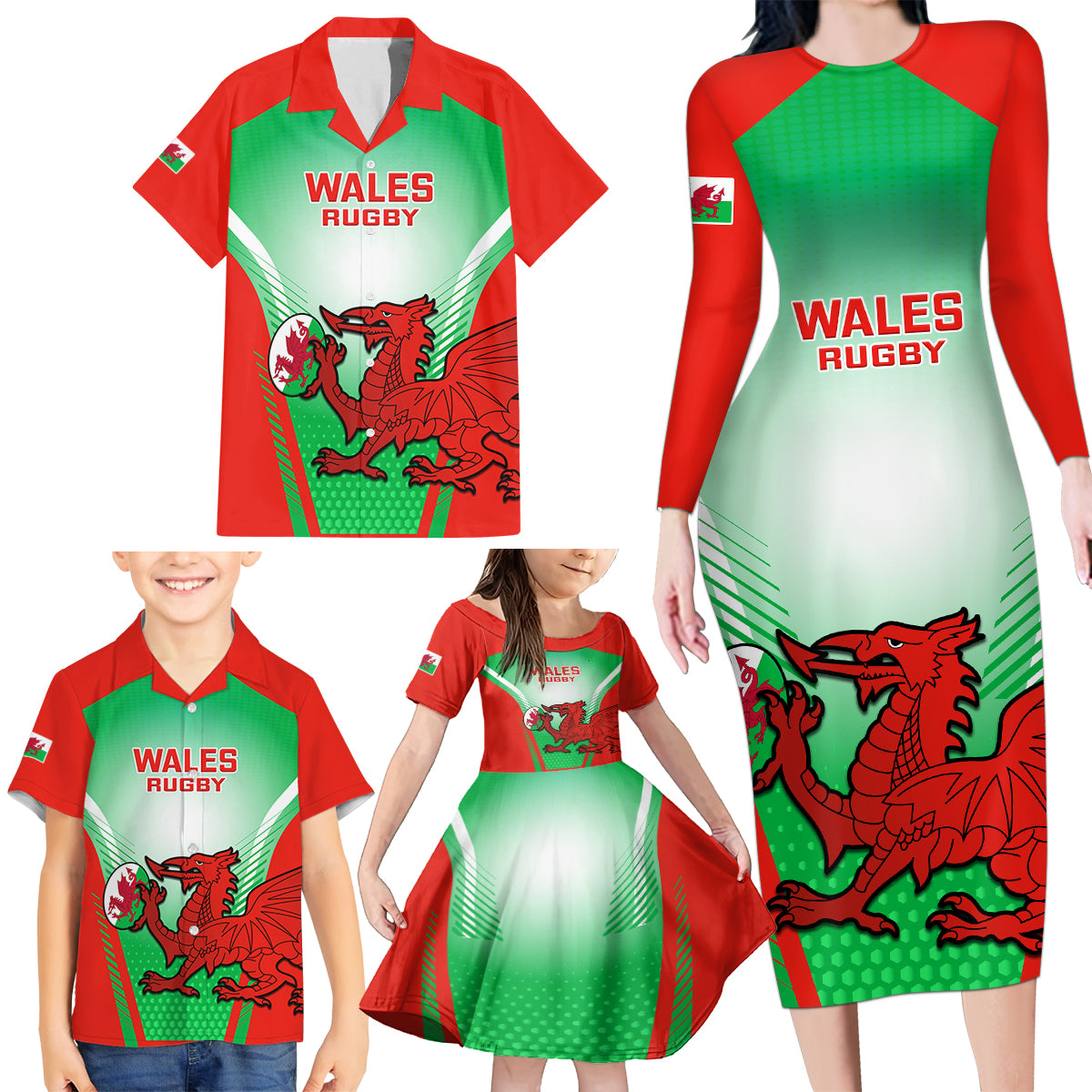 custom-wales-rugby-family-matching-long-sleeve-bodycon-dress-and-hawaiian-shirt-2023-come-on-cymru-champions-world-cup