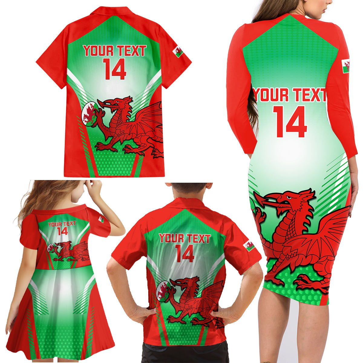 custom-wales-rugby-family-matching-long-sleeve-bodycon-dress-and-hawaiian-shirt-2023-come-on-cymru-champions-world-cup