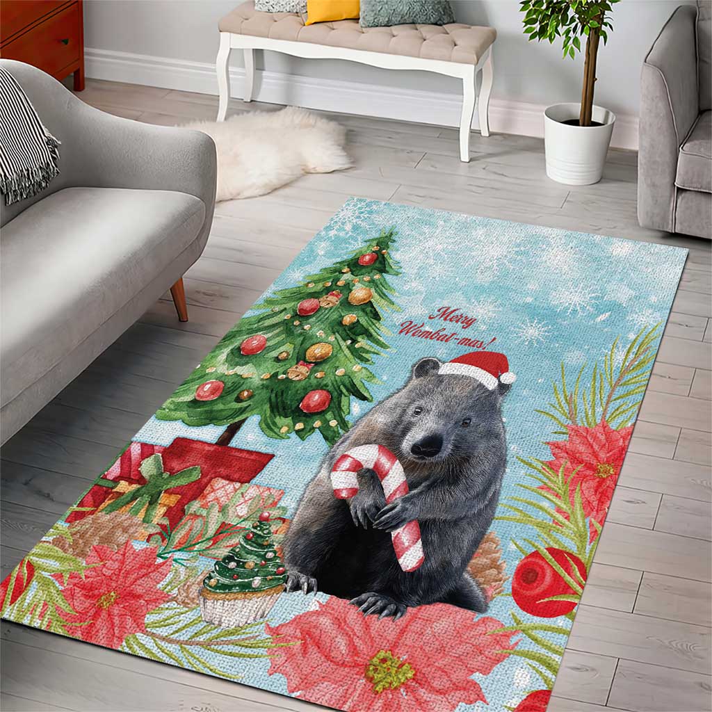 Australia Christmas Area Rug Merry Wombat-mas Watercolor Style