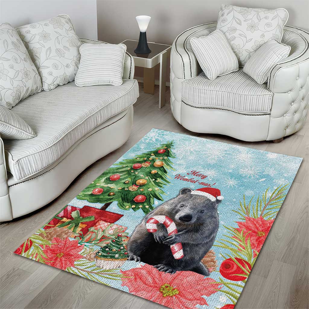 Australia Christmas Area Rug Merry Wombat-mas Watercolor Style