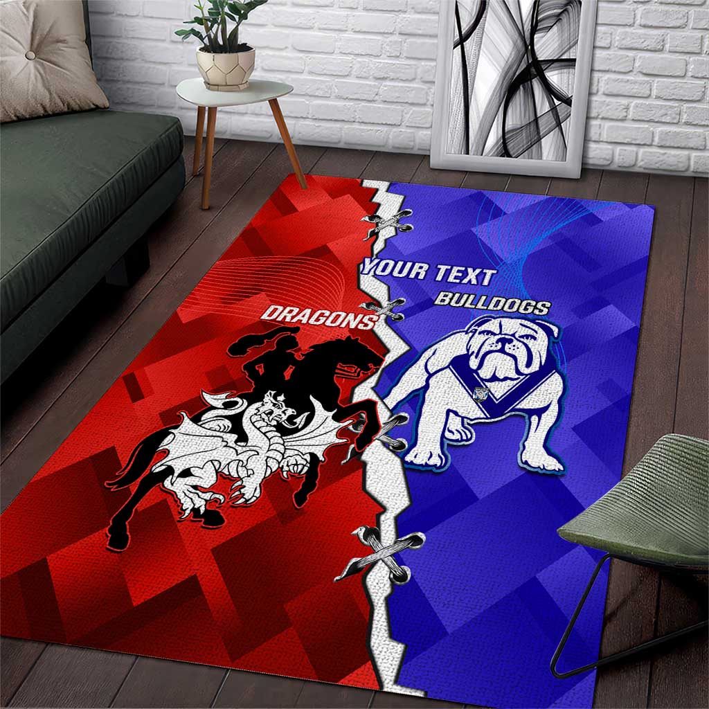 Custom Bulldogs And Dragons Rugby 2025 Area Rug Dynamic Style