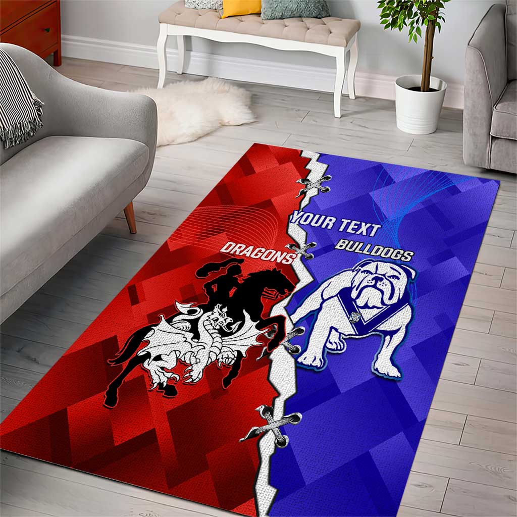 Custom Bulldogs And Dragons Rugby 2025 Area Rug Dynamic Style