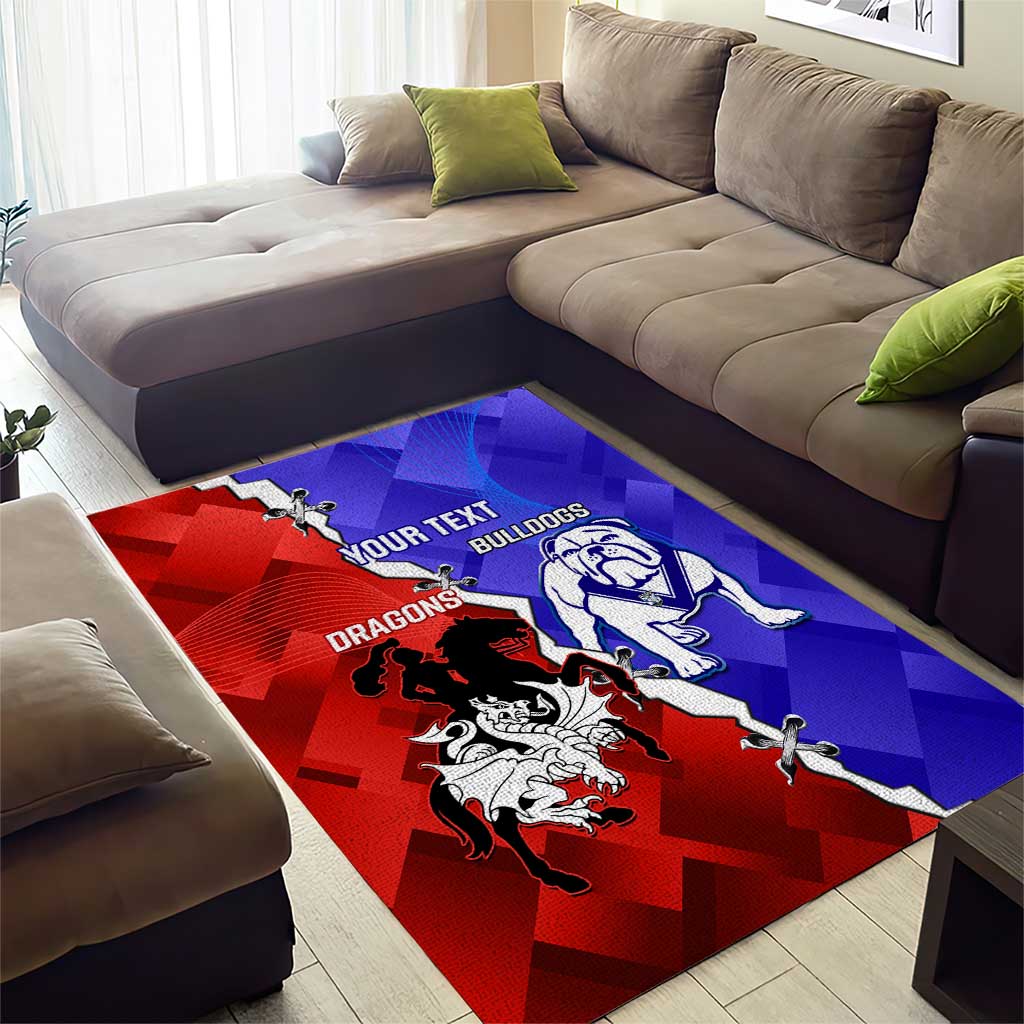 Custom Bulldogs And Dragons Rugby 2025 Area Rug Dynamic Style