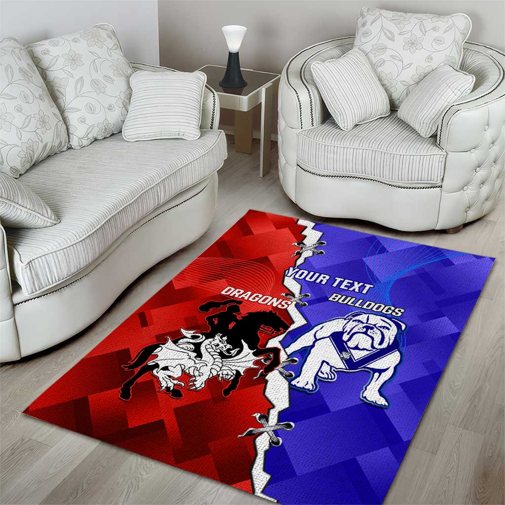 Custom Bulldogs And Dragons Rugby 2025 Area Rug Dynamic Style