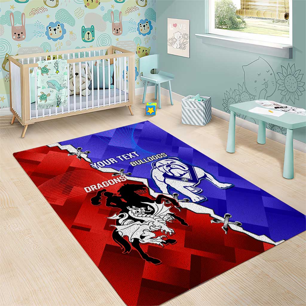 Custom Bulldogs And Dragons Rugby 2025 Area Rug Dynamic Style