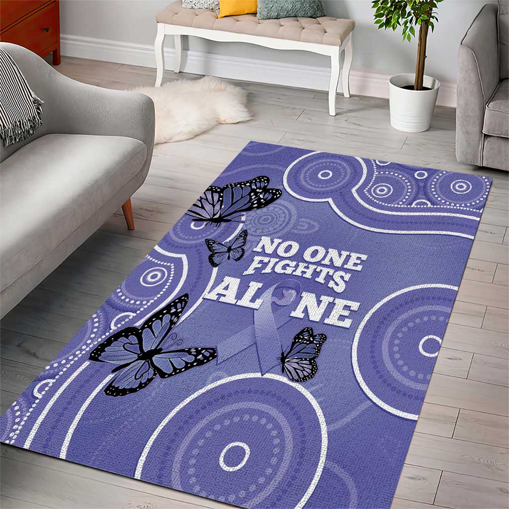 Australia Stomach Cancer Awareness Area Rug No One Fights Alone Aboriginal Art