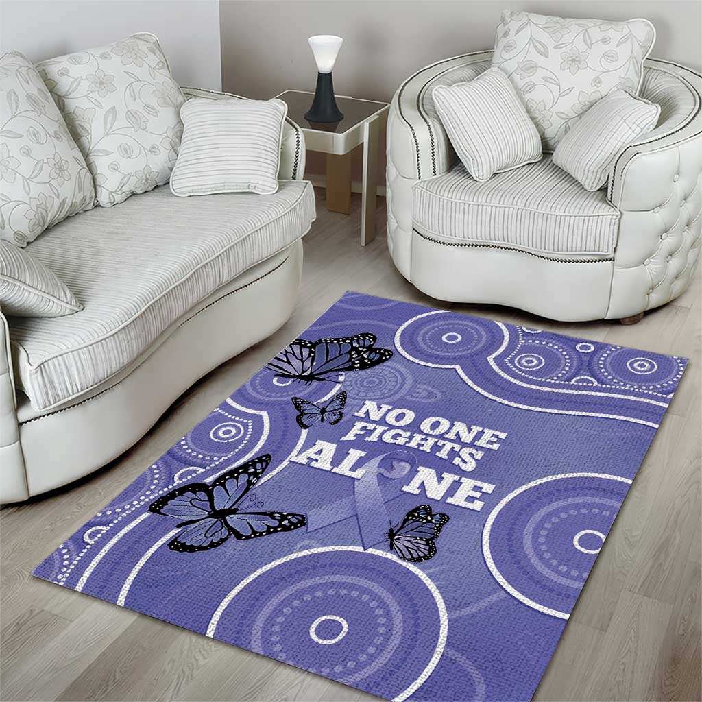 Australia Stomach Cancer Awareness Area Rug No One Fights Alone Aboriginal Art