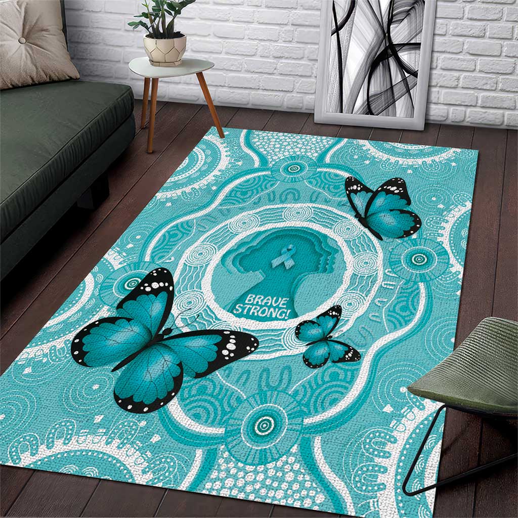 Australia Cervical Cancer Awareness Month Area Rug Brave Strong Butterfly Aboriginal Art