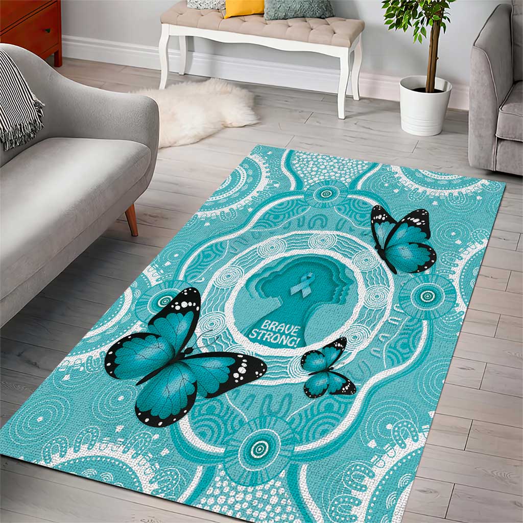 Australia Cervical Cancer Awareness Month Area Rug Brave Strong Butterfly Aboriginal Art