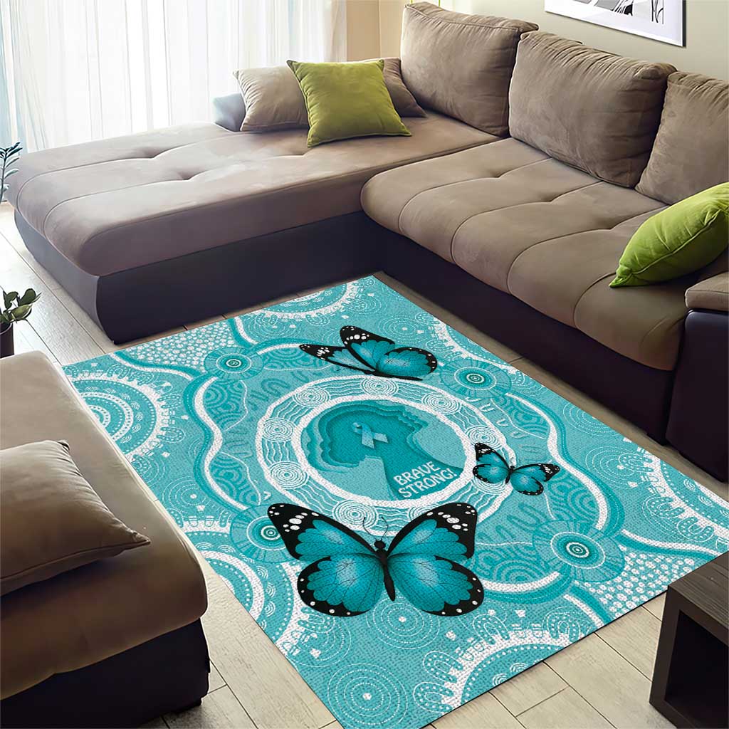 Australia Cervical Cancer Awareness Month Area Rug Brave Strong Butterfly Aboriginal Art